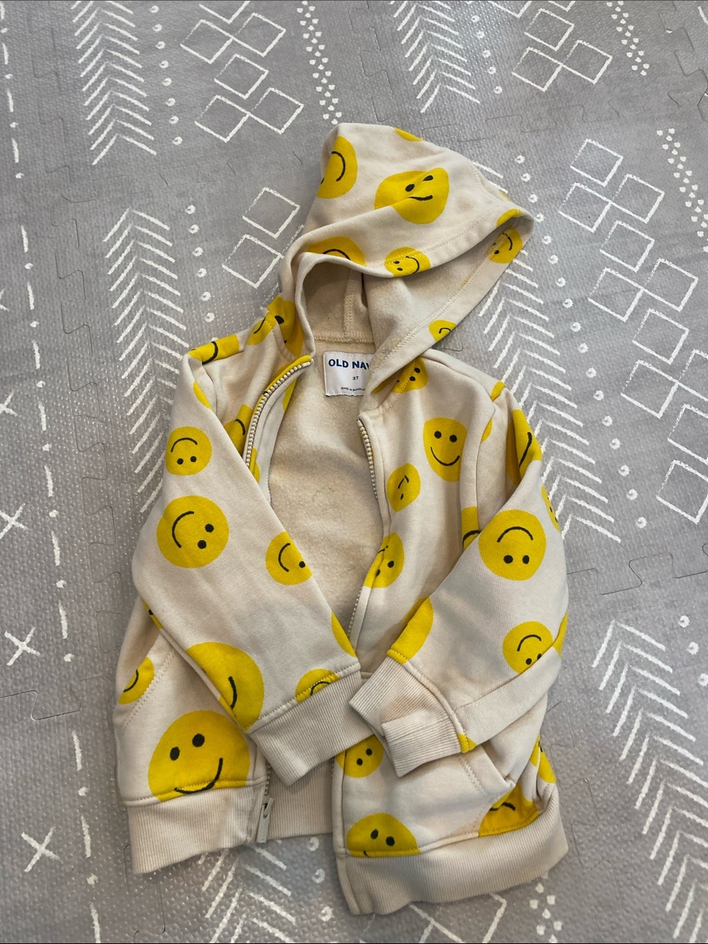 Toddler 3T Old Navy Smiley Face Zip Up Hoodie
